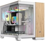 case corsair 2500x dual chamber tempered glass midi tower micro atx white bamboo wood photo
