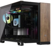 case corsair 2500x dual chamber tempered glass midi tower micro atx black walnut wood photo