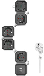 logilink lps276u socket 4 way snake shaped 2x usb a white black 15m photo