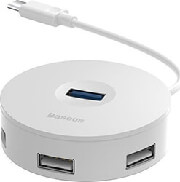 baseus round box hub adapter type c usb 30 3x usb 20 15cm white photo