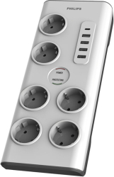 philips spn7060wa grs polyprizo asfaleias 6 theseon me 1 usb type c 15 w kai 4 usb type a 20 w 2m photo