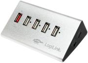 logilink ua0224 usb 20 4 1 port hub aluminum with power supply photo