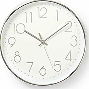 nedis clwa015pc30sr circular wall clock 30 cm diameter white silver photo