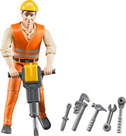 bruder construction worker with accessories photo