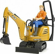 bruder jcb micro excavator 8010 cts and construction worker yellow photo