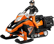 bruder snowmobile with driver and equipment orange black photo