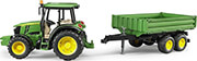 bruder john deere 5115m green yellow with side wall trailer photo