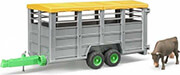 bruder livestock transport trailer with cow gray photo