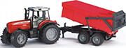 bruder massey ferguson 7480 red black with tub tilt trailer photo