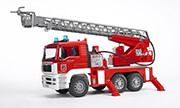 bruder man tga fire department with turntable ladder red white photo