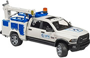 bruder ram 2500 service truck with crane and rotating beacon photo