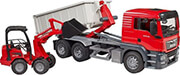 bruder man tgs truck with roll off container and schdffer yard loader photo