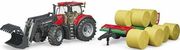 bruder case ih optum 300cvx with front loader and bale transport trailer photo