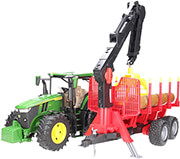 bruder john deere 7r 350 m backpack green red incl 4 tree trunks photo