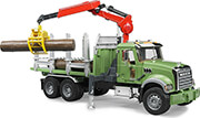 bruder mack granite wood transport truck green with 3 logs photo
