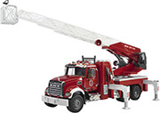 bruder mack granite fire department ladder truck red white with pump photo