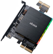 akasa ak pccm2p 04 dual m2 pcie ssd adapter with rgb led light and heatsink photo
