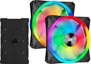 corsair icue ql140 rgb 140mm pwm dual fan kit with lighting node core photo