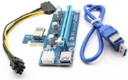 qoltec 55501 riser pci e 1x 16x usb 30 sata pci e 6pin photo