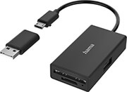 hama 200125 usb otg hub card reader 3 ports usb a incl usb a adapter photo