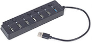 gembird uhb u3p1u2p6p 01 7 port usb hub 1 x usb 31 6 x usb 20 with switches black photo