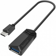 hama 200312 adapter usb c plug usb 32 gen 1 a socket gold plated 015 m black shielded photo