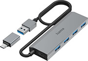 hama 200138 usb hub 4 ports usb 32 gen 1 5 gbit s incl usb c adapter and psu photo