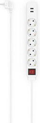 hama 223183 power strip 5 way usb a 17 w switch 14 m white photo