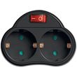 lamtech power socket splitter with 2 schuko outlets on off switch black lam023695 photo