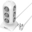 tessan 15 in 1 tower surge protector 25w 12xschuko 2xusb 1xtype c 2m cable white tps02 de c photo