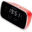 aiwa dual alarm clock radio with 2 charging usb ports red cru 19rd photo