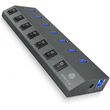 icy box 7 port usb32 alum hub with on off switches power supply and cable 1m ib hub1701 c3 photo