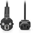nedis cegl10000bk20 power cable angled schuko plug male iec 320 c13 200m black photo