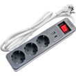 lamtech 3way surge protector with 1xtype c 1xusb 3xschuko black photo