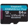 kingston sdcg4 64gbsp canvas go plus gen4 64gb micro sdxc 200mb s read a2 u3 v30 adapter photo