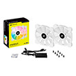 corsair icue sp140 rgb elite 140mm white pwm fan  dual fan kit with lighting node core photo