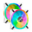 corsair icue ql140 rgb 140mm pwm white fan � dual fan kit with lighting node core photo
