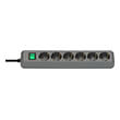 brennestuhl eco line 6 socket silver 15m switch photo