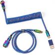 kalodio keychron cab 6 spiral usb c to usb c rainbow plated angled blue 108m cab 6 photo