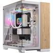 case corsair 6500x dual chamber tempered glass midi tower micro atx white bamboo wood photo