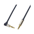 logilink ca11100 audio cable 2x 35mm male one side 90 angeled gold plated 1m dark blue photo
