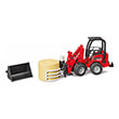 bruder schaffer hoflader 2034 with bale gripper red black photo