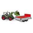 bruder fendt vario 211 with front loader and side trailer photo