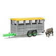 bruder livestock transport trailer with cow gray photo