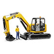 bruder cat mini excavator yellow black with construction worker photo
