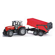 bruder massey ferguson 7480 red black with tub tilt trailer photo