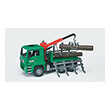 bruder man timber transport truck with loading crane and 3 tree trunks photo