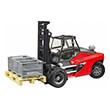 bruder linde ht160 stacker with pallet red black incl 3 mesh boxes photo