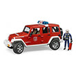 bruder jeep wrangler unlimited rubicon fire truck with firefighter red white photo