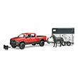 bruder ram 2500 power wagon with horse trailer red white and horse photo